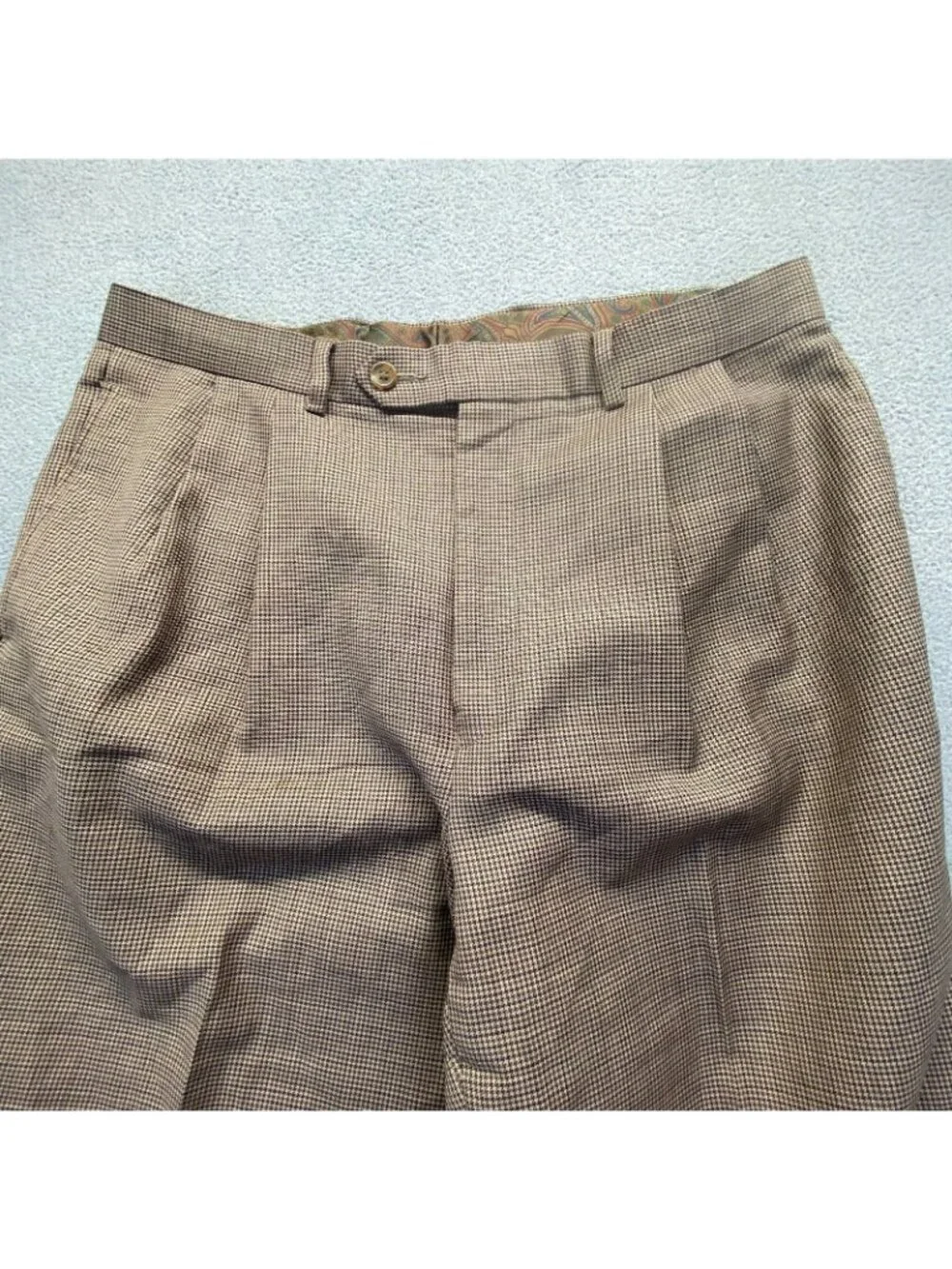 Polo Ralph Lauren  Pant  Houndstooth Khaki Pleated Chino Pants Men's Size 34x32